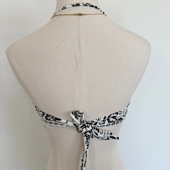 ☀️ Sunshine 79 Convertible Bandeau Bikini Top Ivory Coast Black White 6 Small